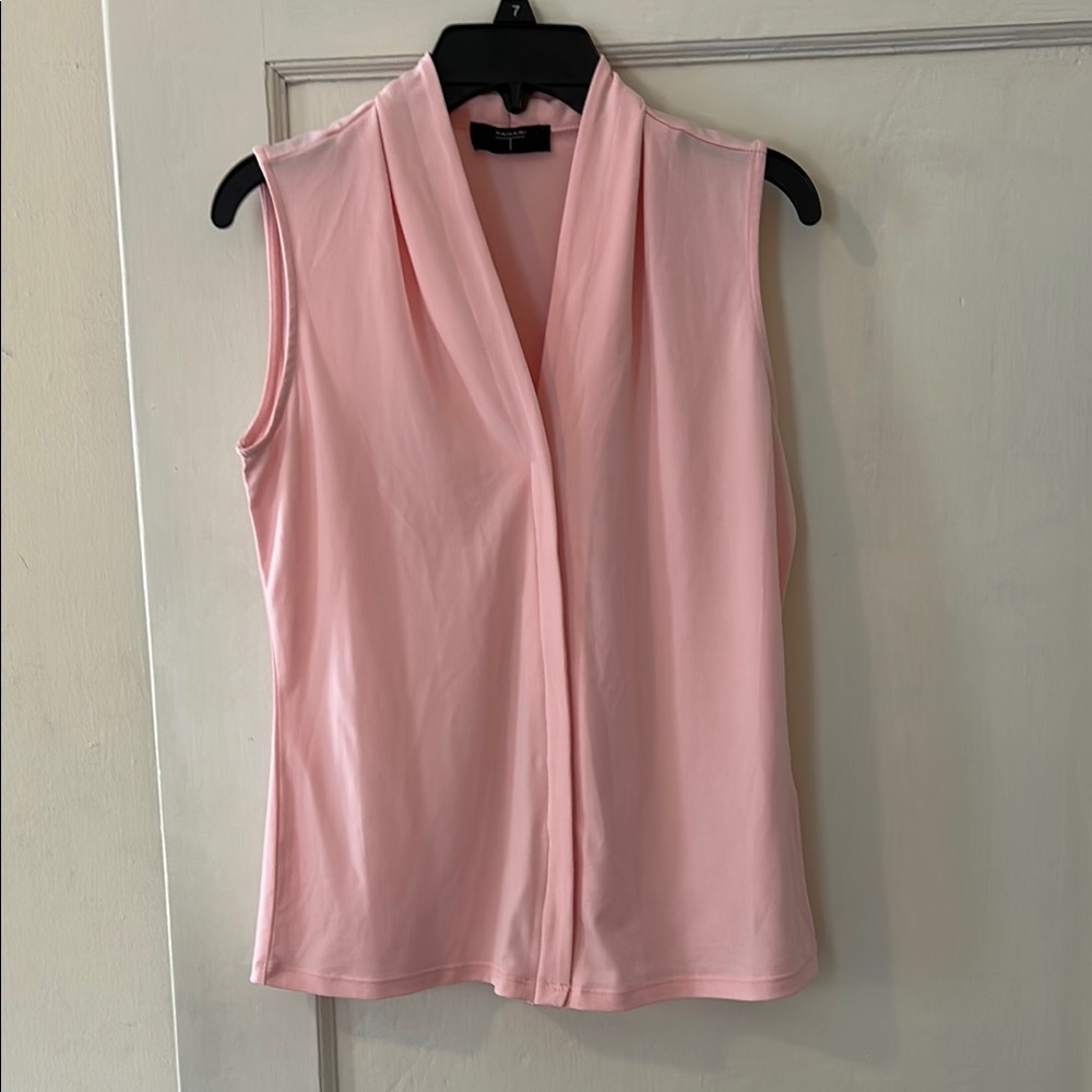 Tahari Pink Sleeveless Women's Top Dress Shirt Work Classy Pull Over Head